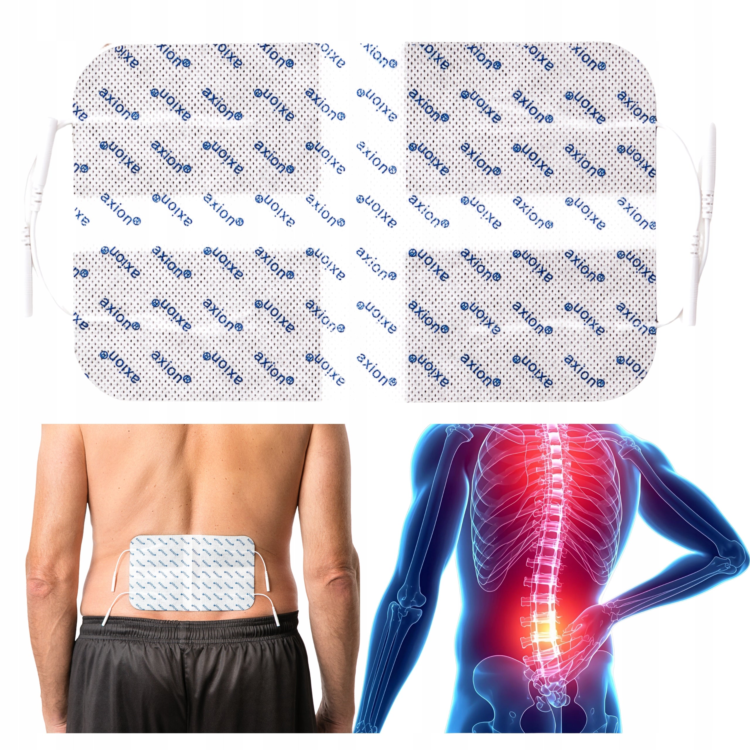 Electrode TENS EMS 4-pole 20x12 cm for lumbar spine cross PIN 2mm Packaging status original