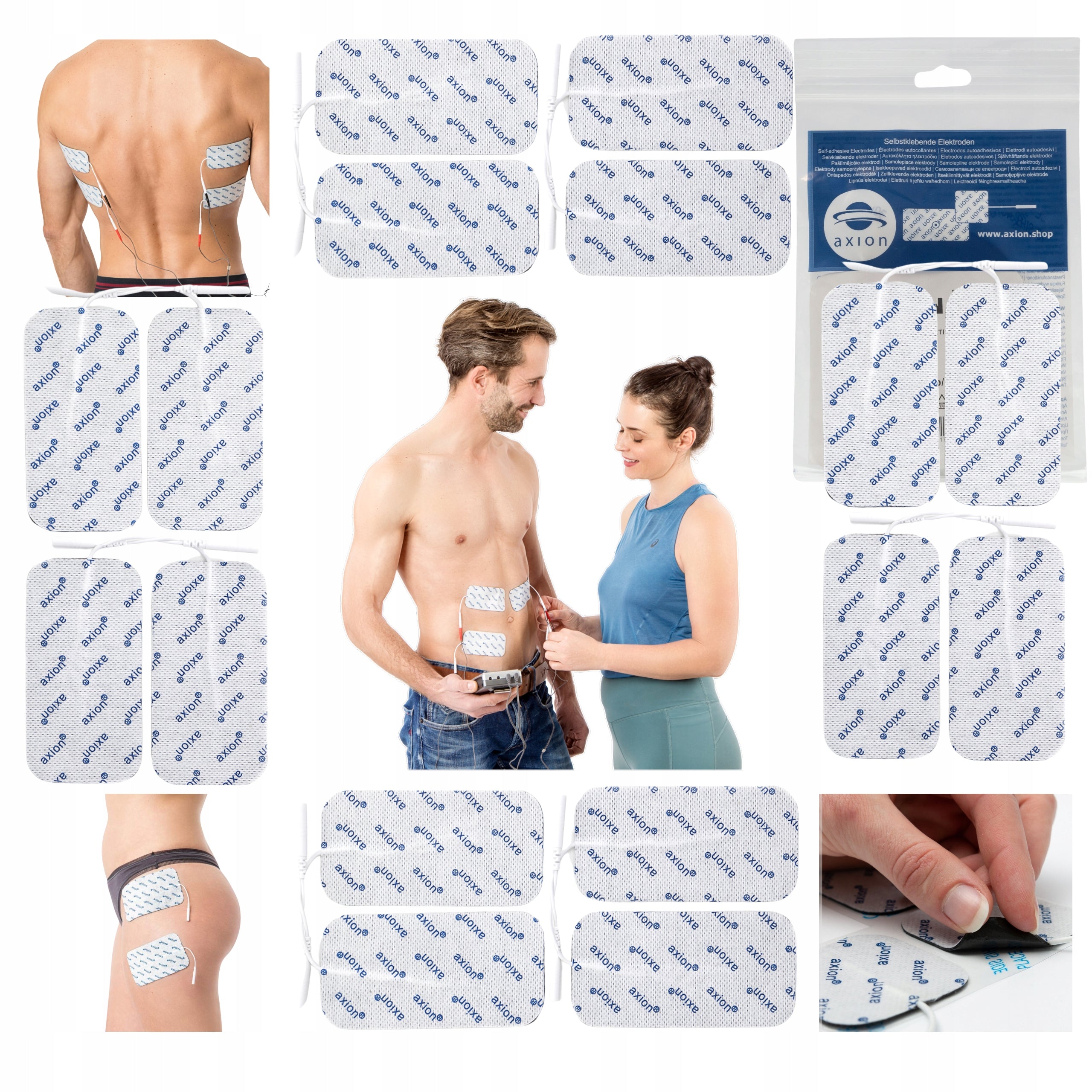 Electrodes TENS EMS 10x5cm 2mm large gel self-adhesive XXL 16 pcs massager
