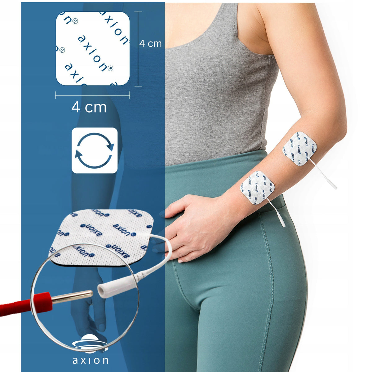 Electrodes TENS EMS gel 4x4 cm self-adhesive pin 2 mm 16 pcs. axion Packaging status original