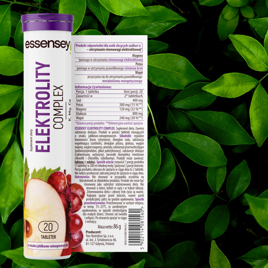 Electrolytes Complex 20 Pcs Sparkling Tablets 1060mg Magnesium Potassium Sodium Calcium Manufacturer code Elektrolity w tabletkach do picia Nawodnienie