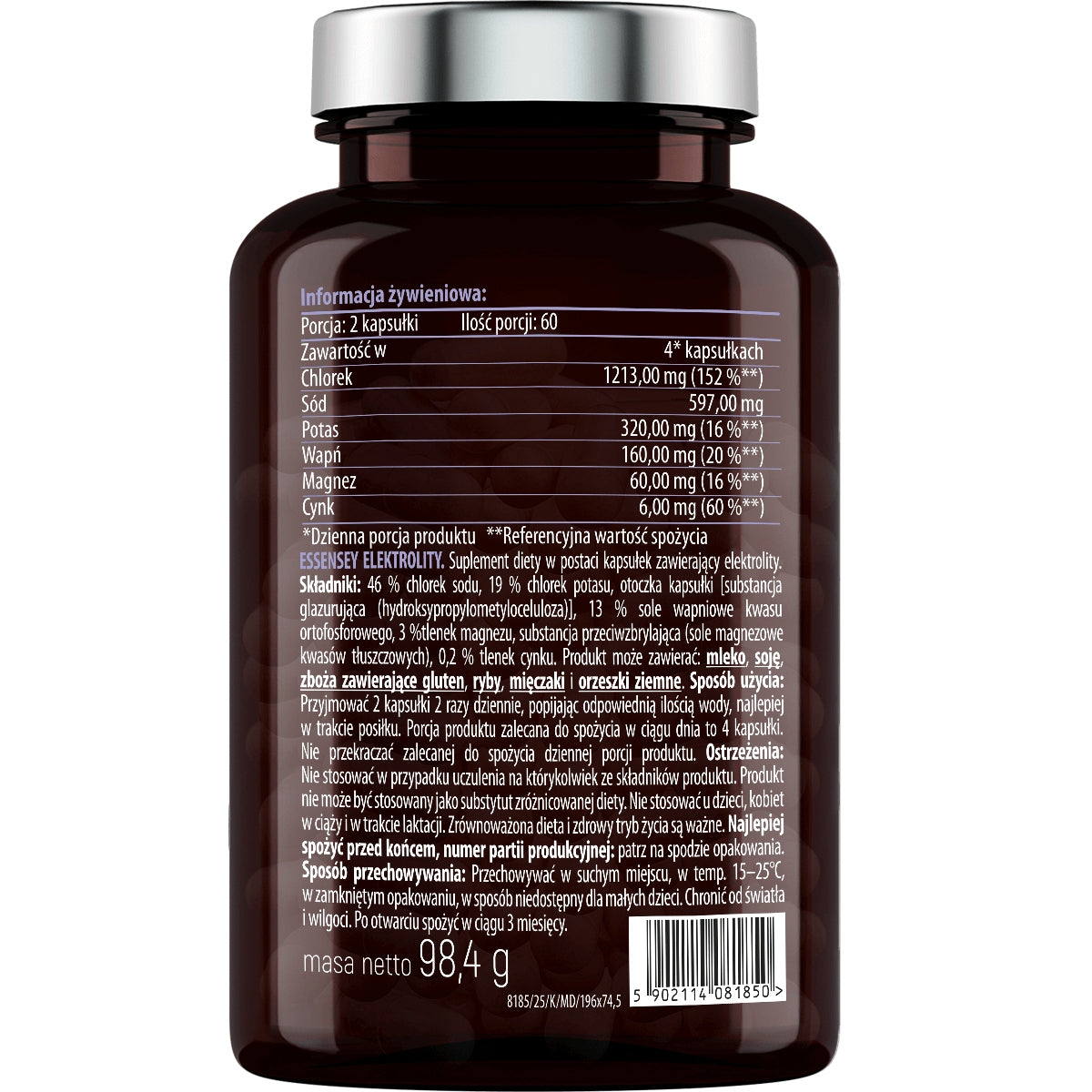 Electrolytes Complex - Magnesium Potassium Zinc Chloride - Muscles Heart Fatigue Expiration date not specified