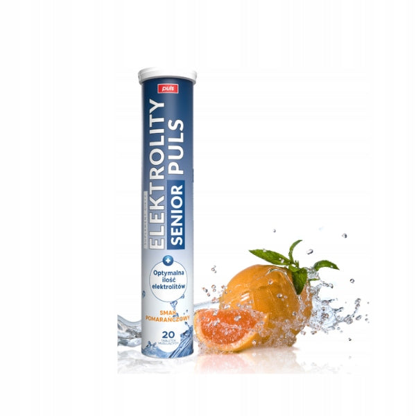 Electrolytes Senior Puls, orange flavour, effervescent tablets, 20 tablets Expiration date at least six months from the date of purchase