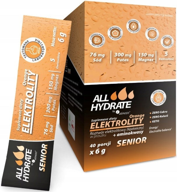 Electrolytes Sticks SENIOR Orange 6g x 40 HYDRATION Magnesium Potassium |