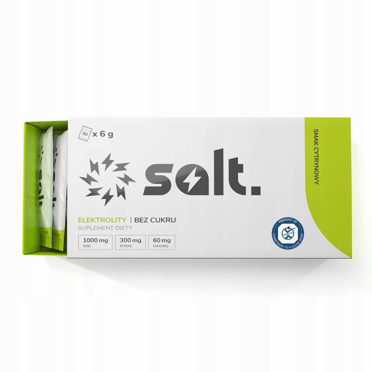 Electrolytes Without Sugar salt. Keto Magnesium Potassium Lemon Sodium 30 Sachets Packaging status original