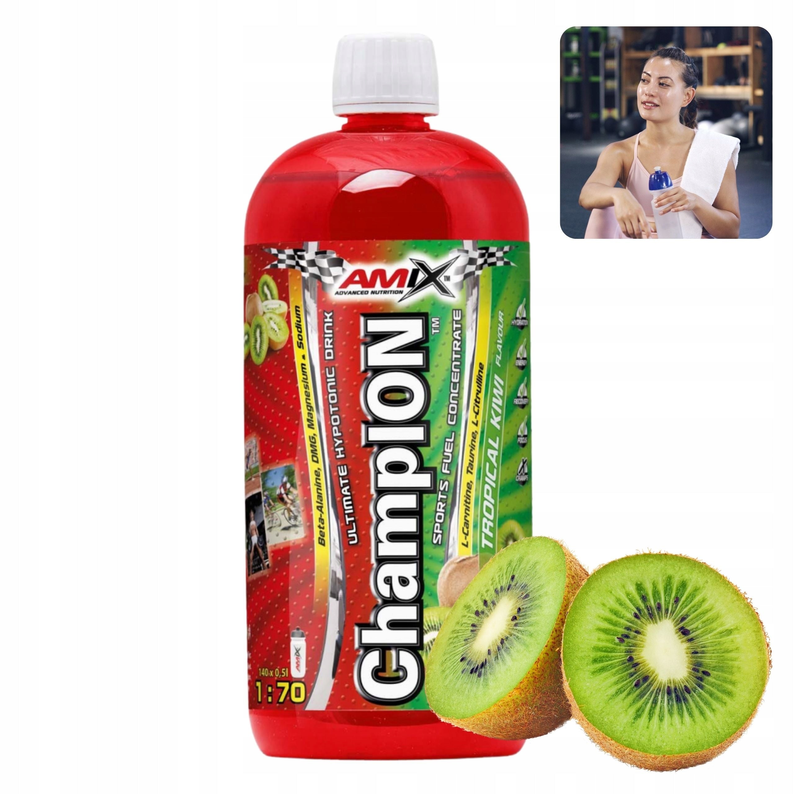 Electrolytes in Liquid Isotonic Drink Concentrate Taste of Kiwi 1000ml