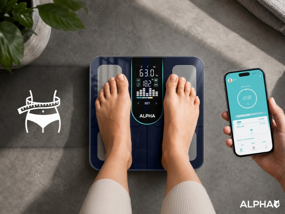 Electronic Bathroom Scale Alpha - Application in Polish Analytical BMI Packaging status original