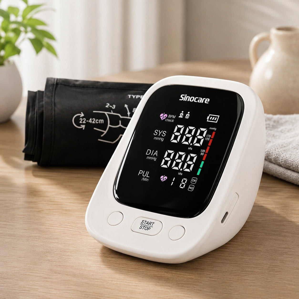 Electronic Blood Pressure Monitor Shoulder Rhythm Pressure Indicator SINOCARE Medical device no