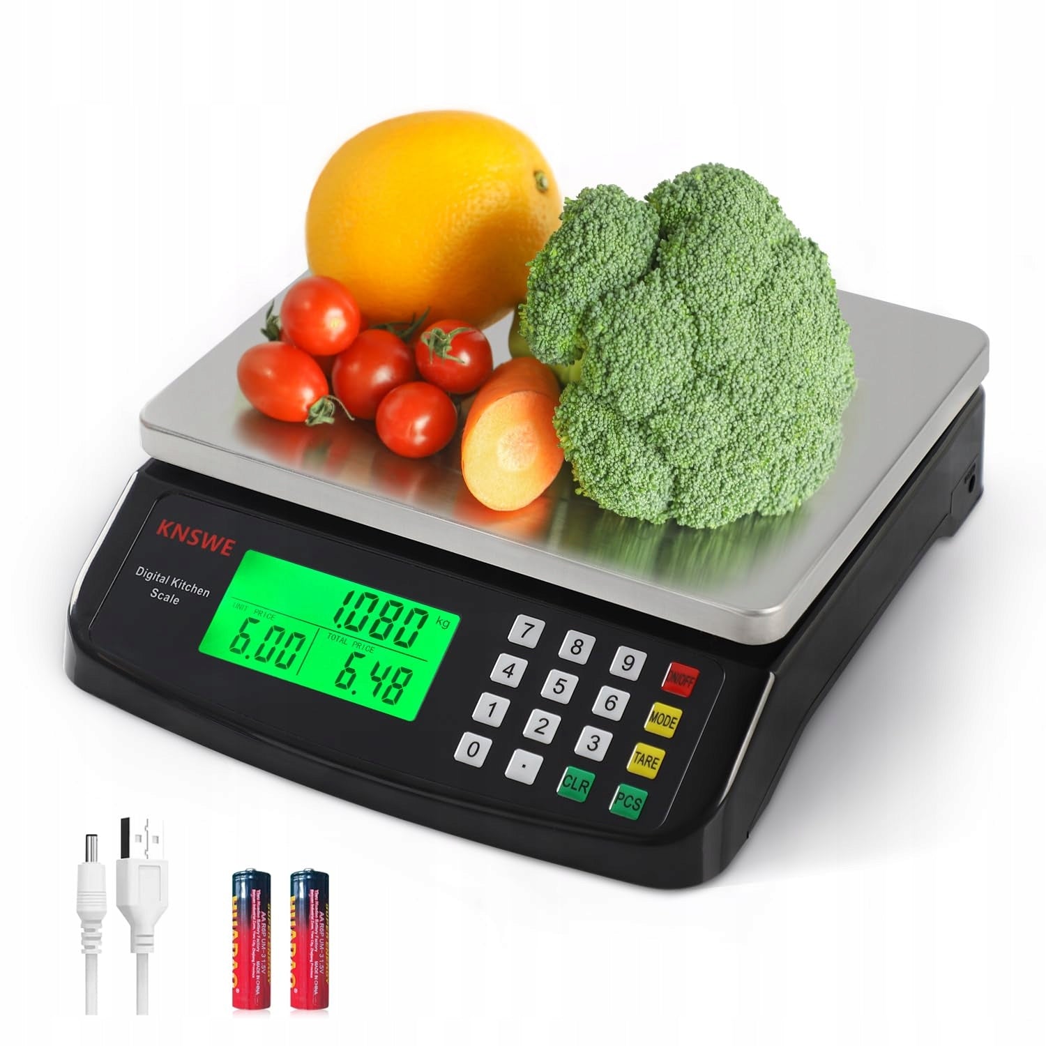 Electronic Gastronomic Scale 40kg LCD INOX TARA Counting PCS USB Black