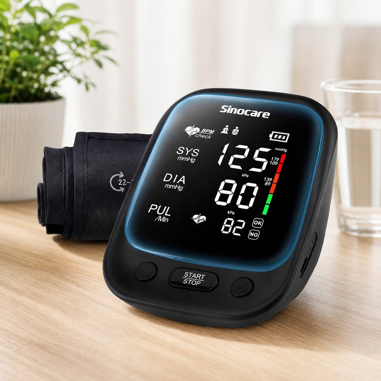 Electronic Shoulder Blood Pressure Monitor Sinocare AES-U181 Black Cuff Medical device no