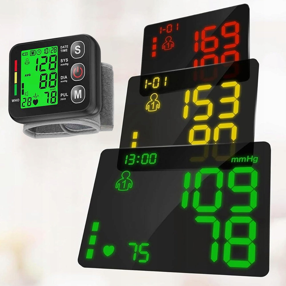 Electronic Wrist Blood Pressure Monitor With Backlight Black Medical device no