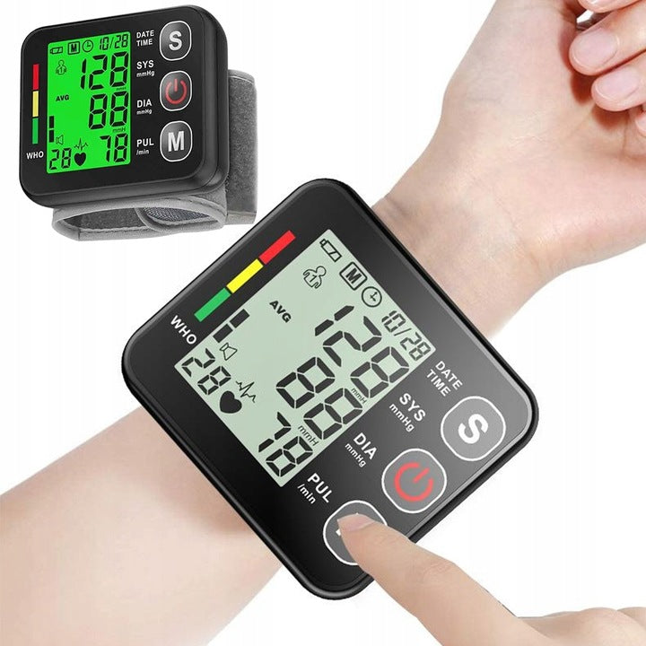 Electronic Wrist Blood Pressure Monitor With Backlight Black