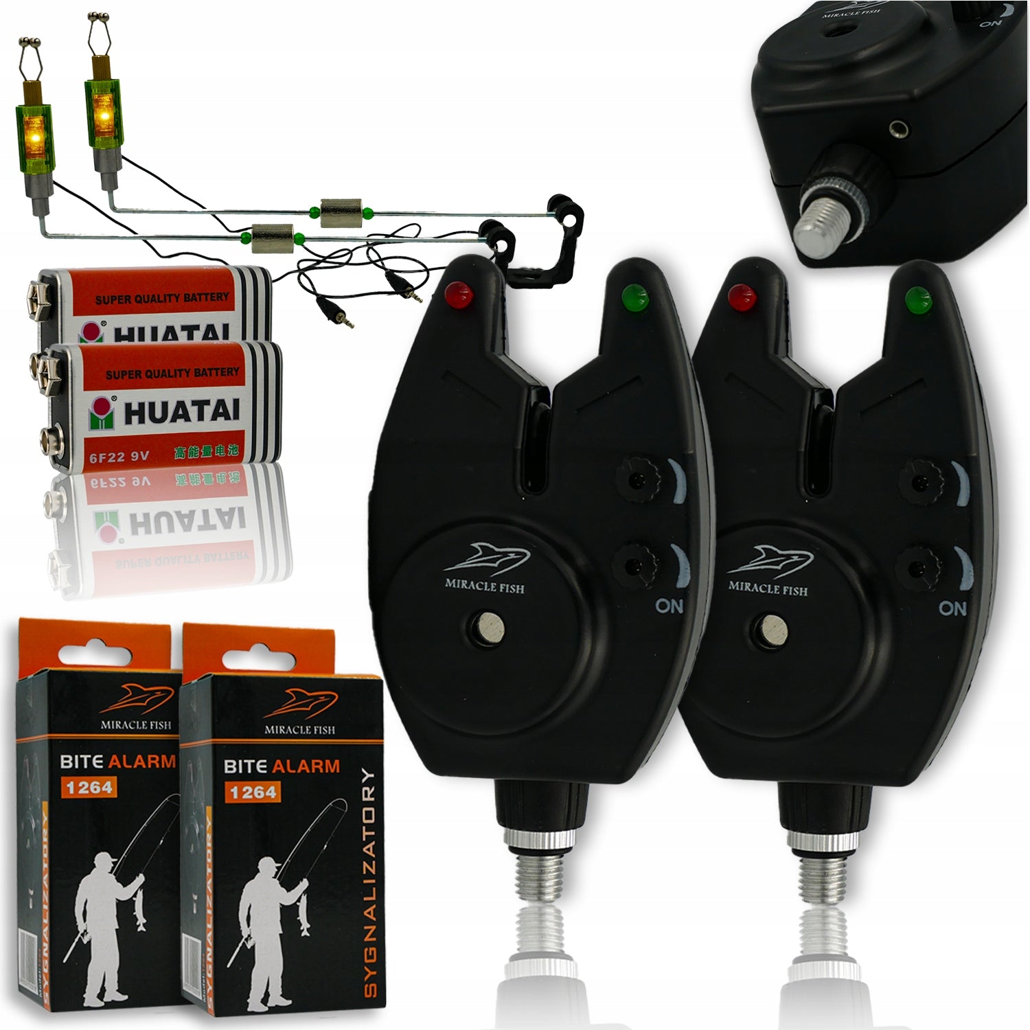 Electronic bite alarm with swinger R9 GROUND SET FOR 2 RODS