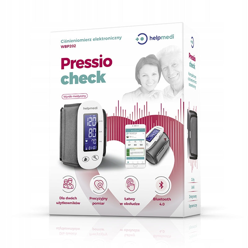 Electronic blood pressure monitor HelpMedi Pressiocheck WBP202 for shoulder Medical device type medical device or in-vitro diagnostic medical device