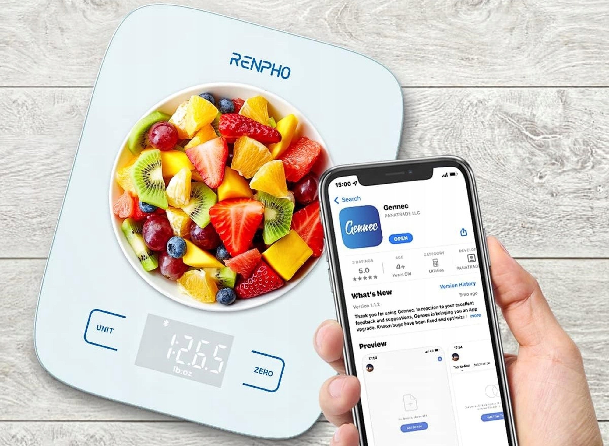 Electronic kitchen scale RENPHO smart 1L black Calibra Manufacturer code PEU-R-T001-BK
