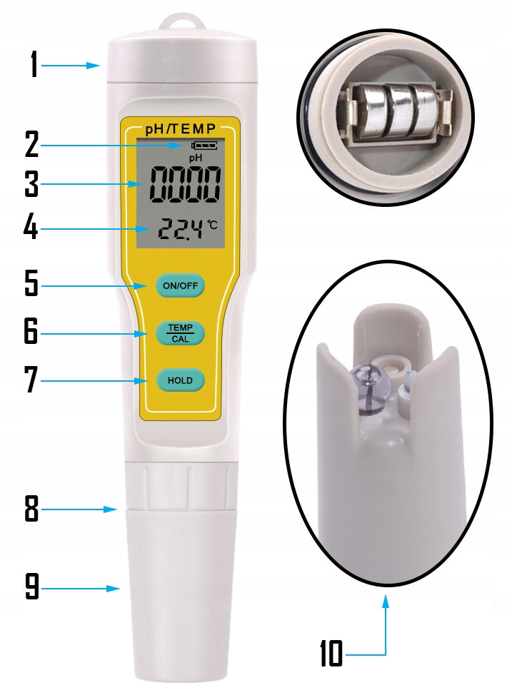Electronic pH Meter ATC Tester Autocalibration Number of cartridges included in the kit 1