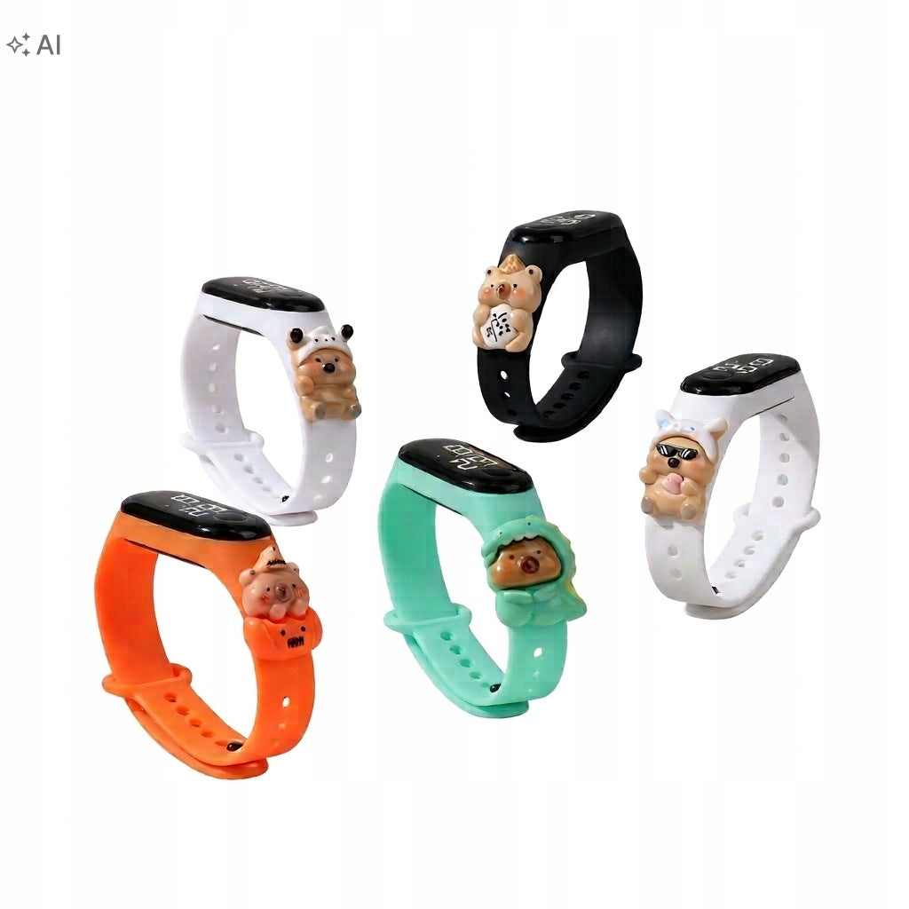 Electronic watch LED Capybara. Digital, Touch. Mix of Colors.