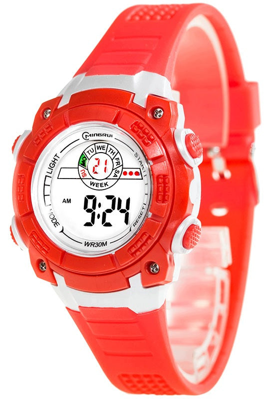 Electronic watch Mingrui waterproof stopwatch alarm red