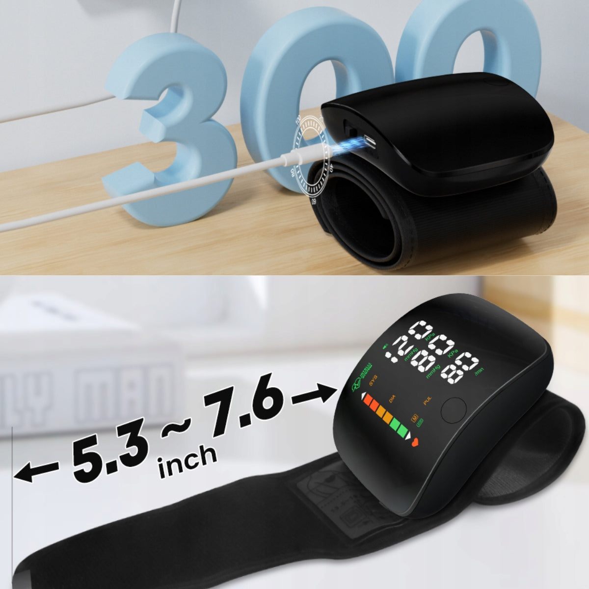 Electronic wrist blood pressure monitor with USB voice function Manufacturer code CIŚNIENIOMIERZ NADGARSTKOWY