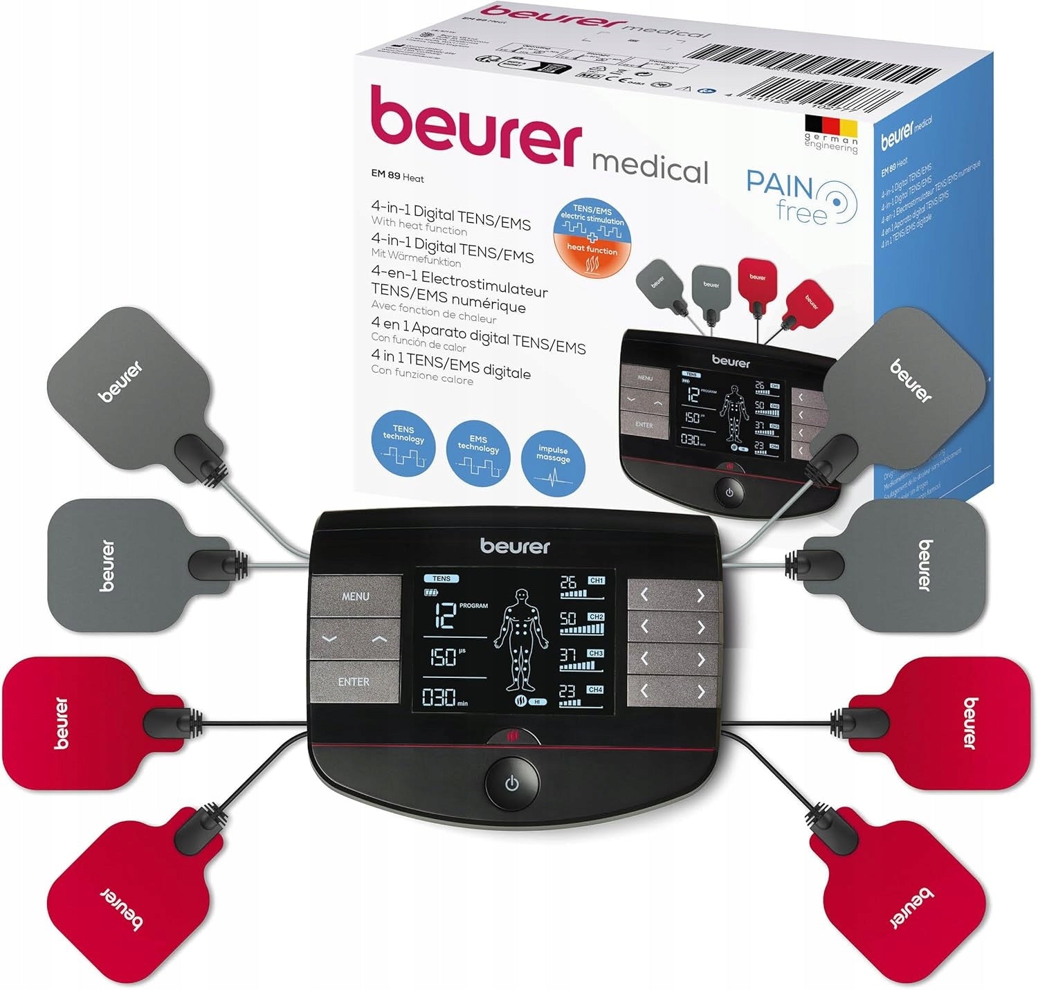 Electrostimulator TENS EMS Beurer Em 89 MASSAGE STIMULATION NERVE MUSCLES Packaging status original