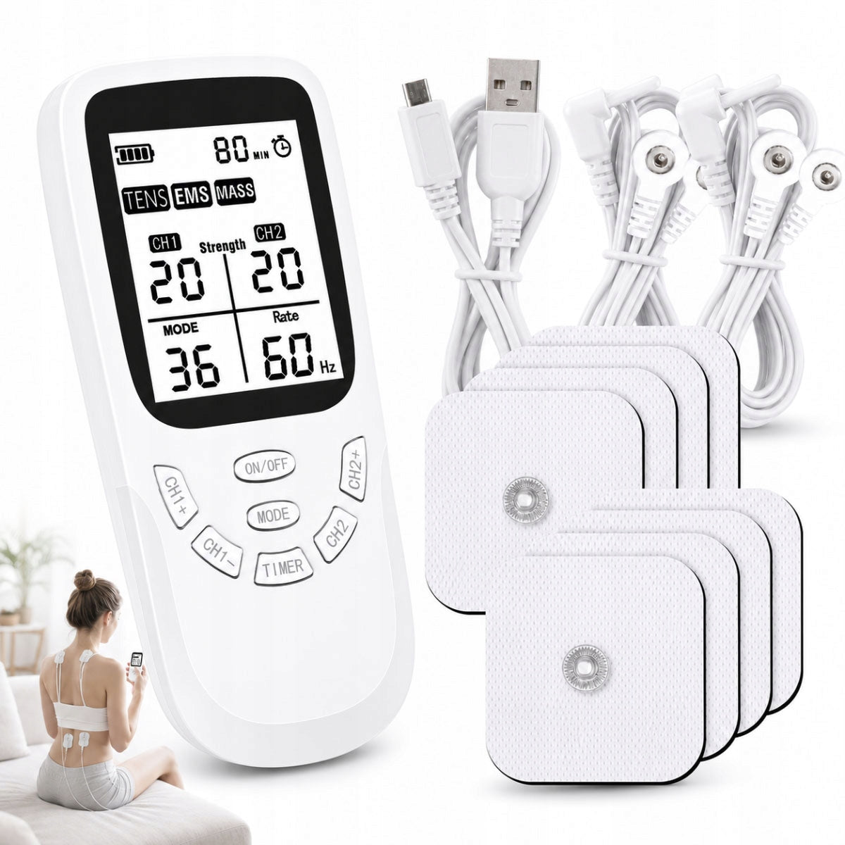 Electrostimulator TENS EMS Nerve Muscle Massager Medical 36 Programs