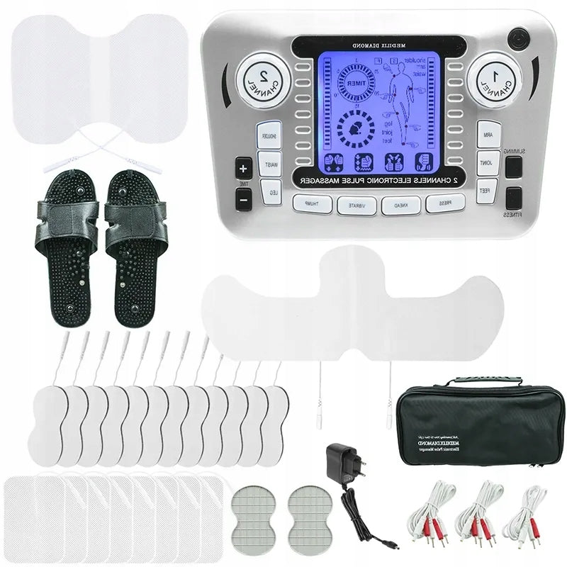 Electrostimulator TENS EMS muscle massager set XXL electrodes batteries Packaging status original