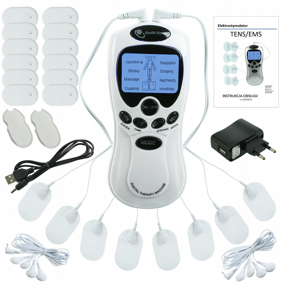 Electrostimulator TENS EMS nerve muscles 2 channels electrode set pads Packaging status original