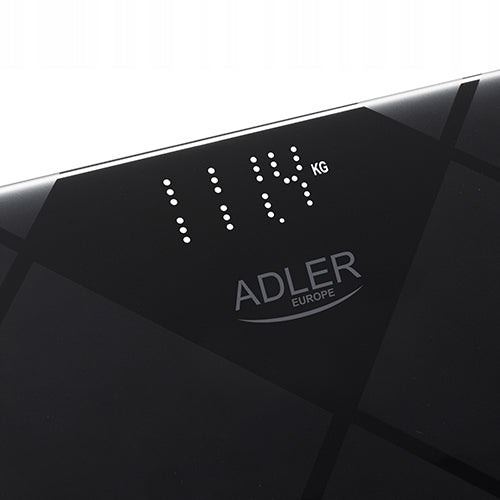 Elegant Bathroom Scale Electronic Glass Up to 180kg LED Black Adler Brand ADLER