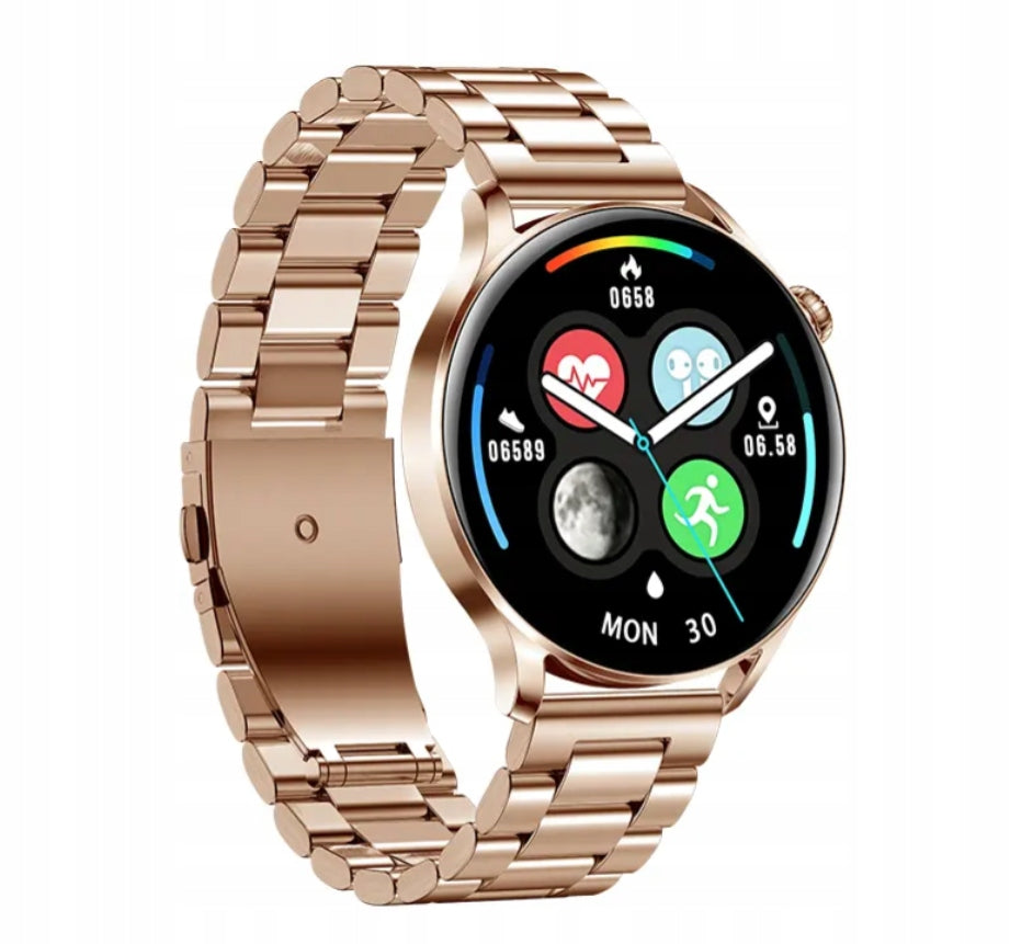 Elegant Smartwatch Women's Gold Pulse Pedometer Sleep 2 Strips Notifications Brand Maxcom