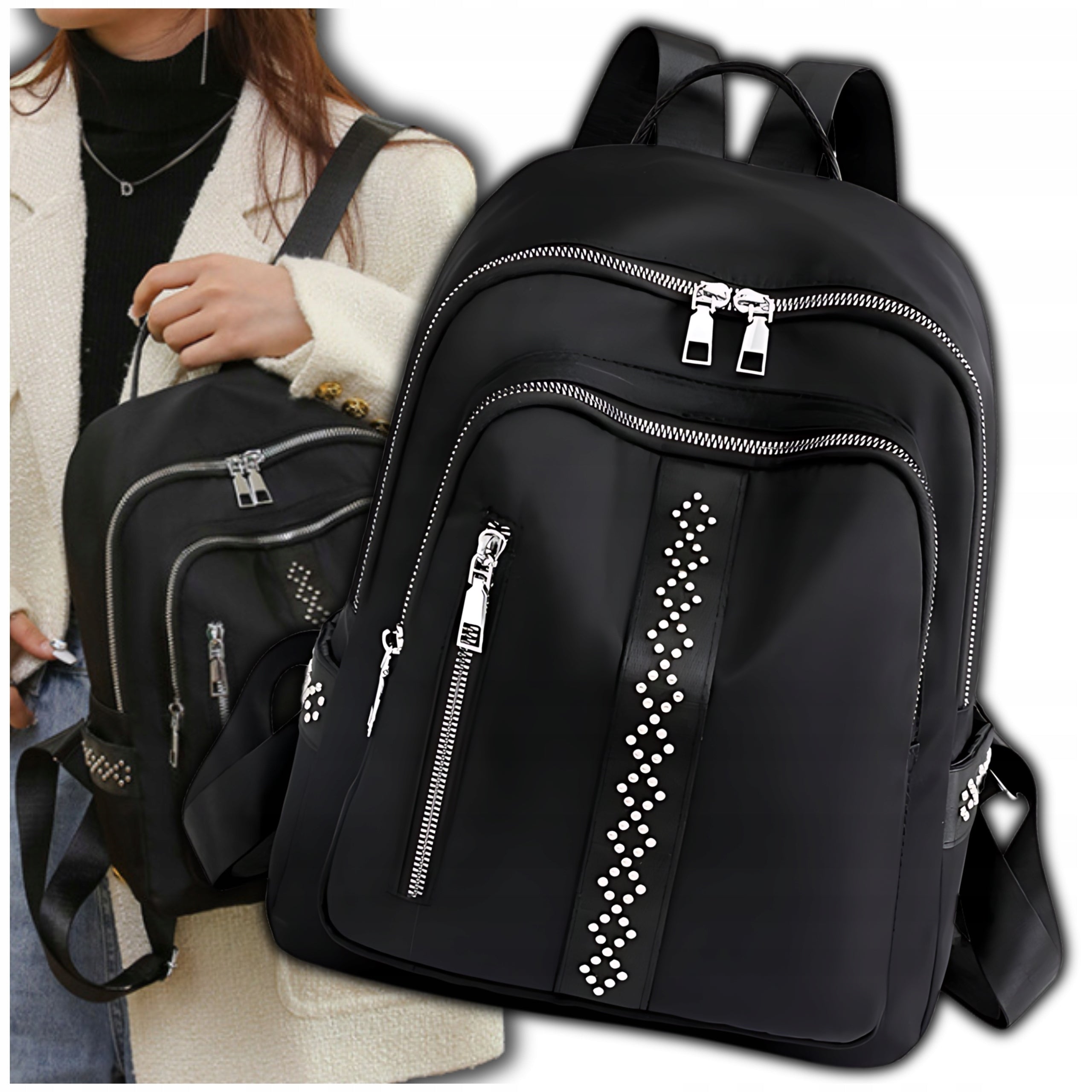 Elegant Women's City Backpack Black SHOULDER BAG 2in1 Waterproof Brand EdiBazzar