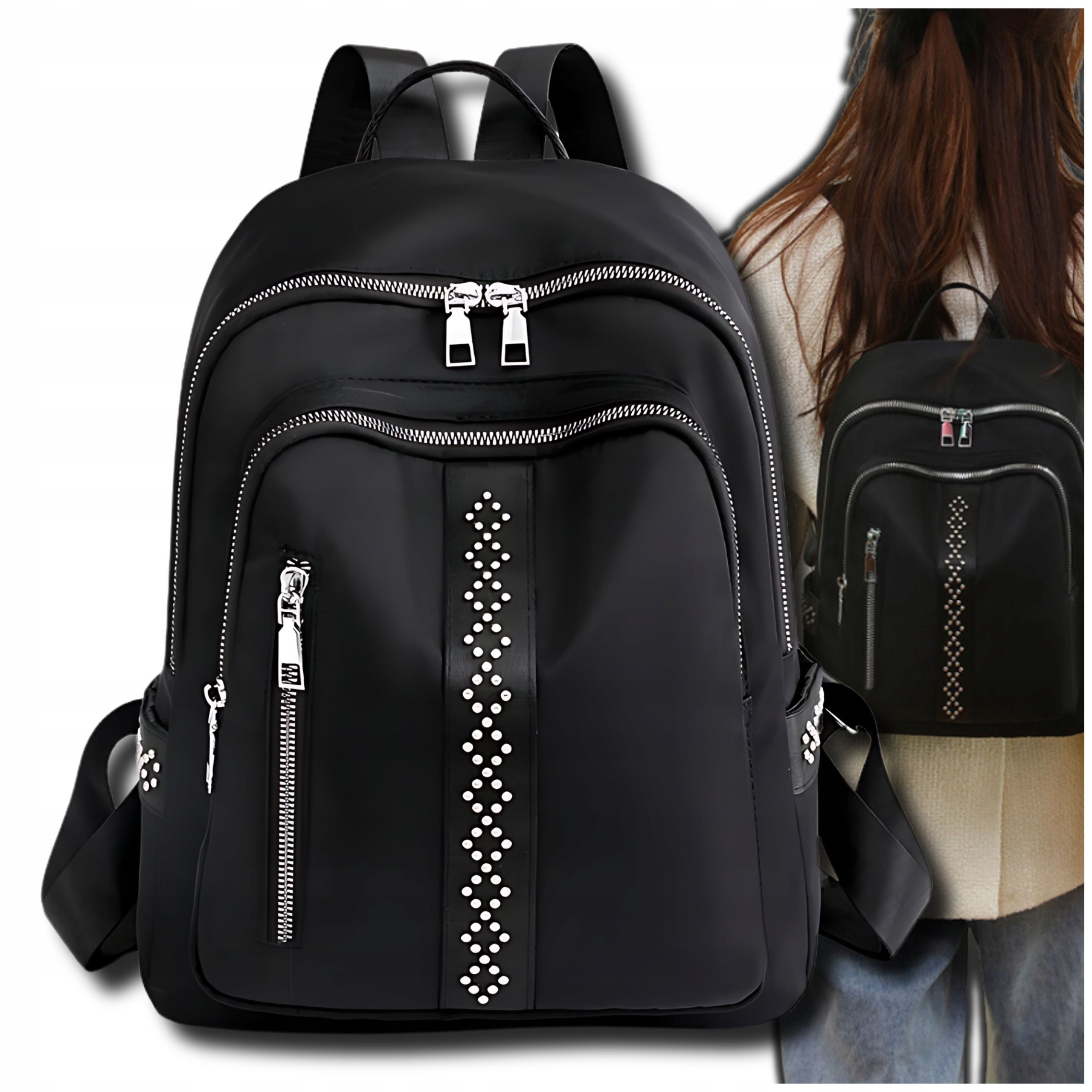 Elegant Women's City Backpack Black SHOULDER BAG 2in1 Waterproof