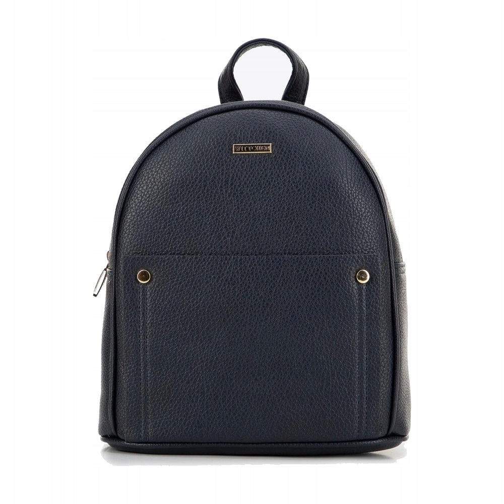 Elegant navy blue eco-leather women's backpack WITTCHEN 29-4Y-603-7 roomy