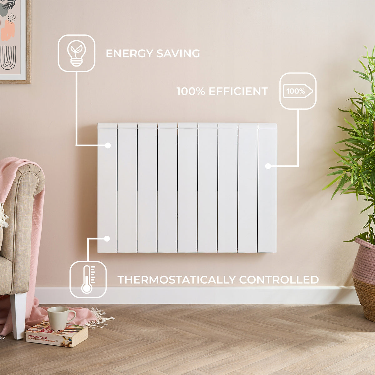 Elektrický radiátor, duální vytápění 2000 W, bílý, kov – Adam Samson Brand no brand