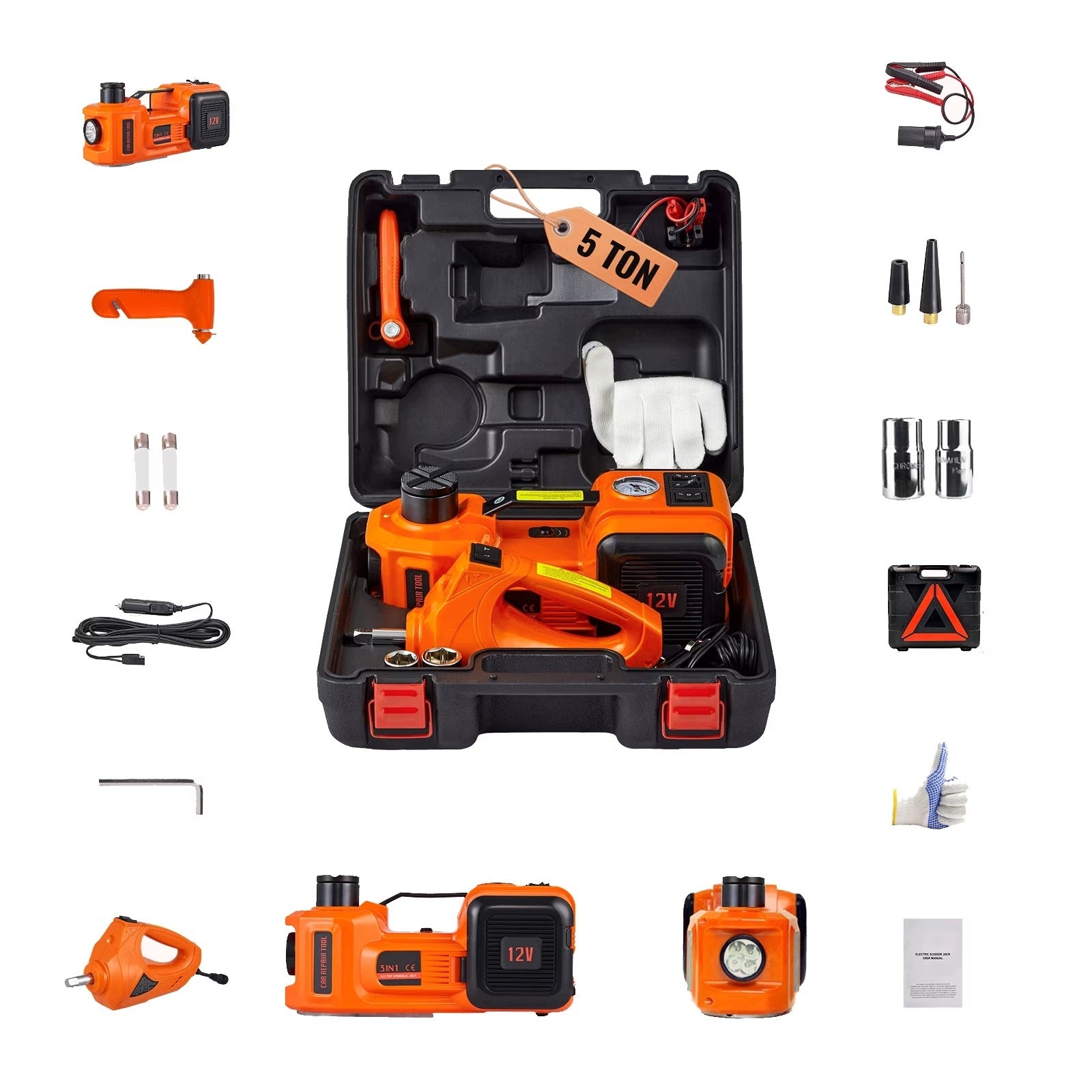 Elektryczny hydrauliczny podnośnik samochodowy 5T z kluczem udarowym 450 Nm