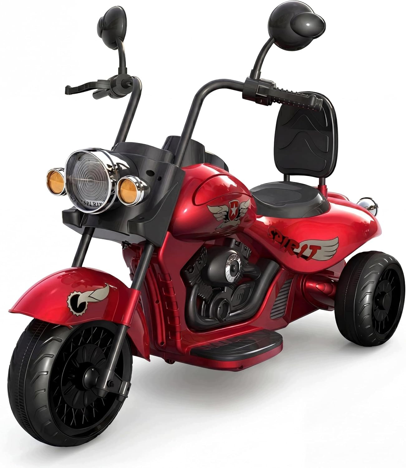 Elektryczny motocykl dla dzieci 12V, LED, muzyka, klakson, Czerwony