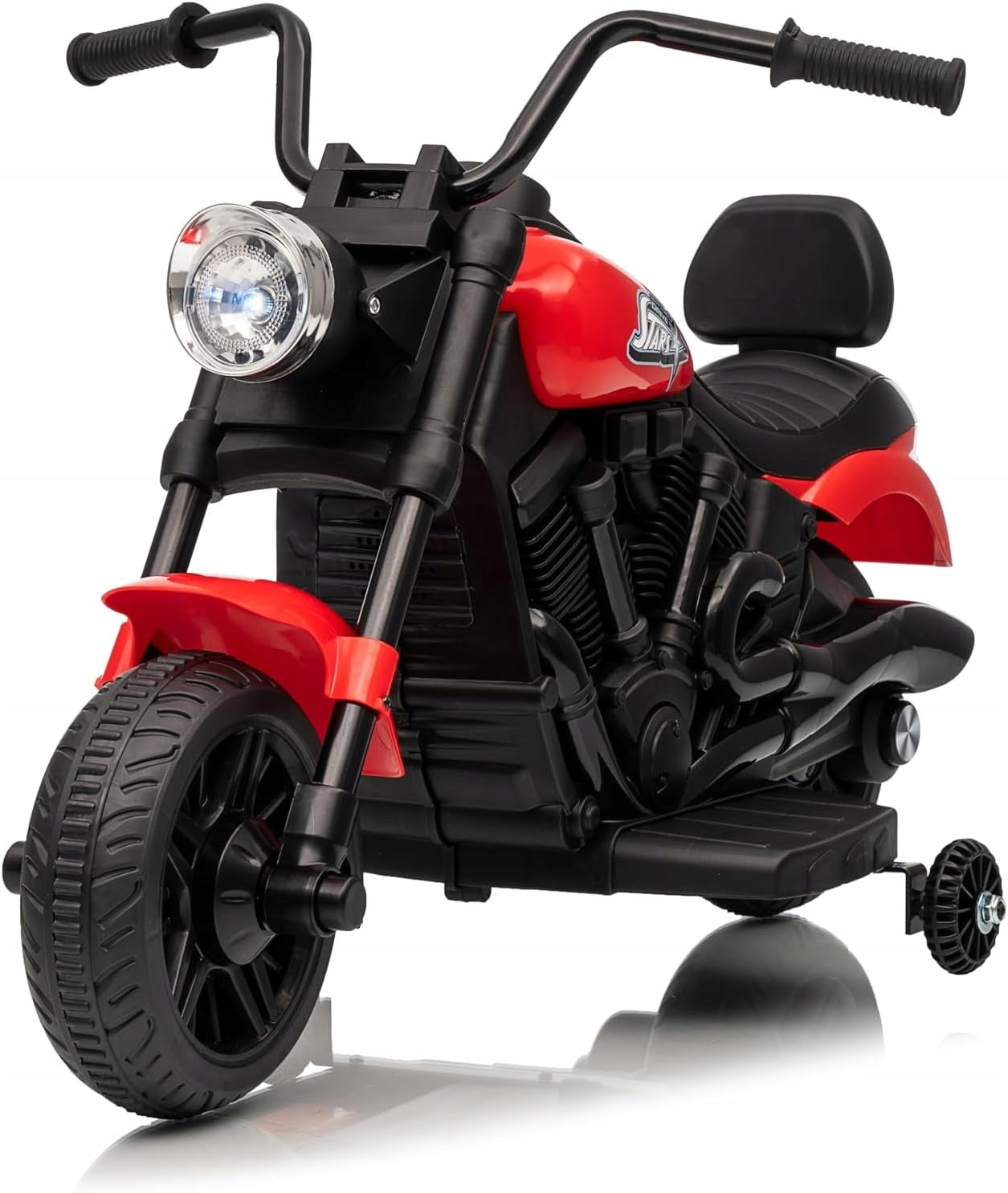 Elektryczny motocykl dla dzieci, 6 V, z muzyką i światłami, Czerwony Packaging status original