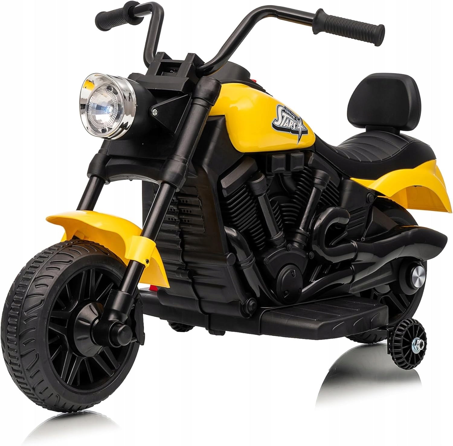 Elektryczny motocykl dla dzieci, 6 V, z muzyką i światłami, Żółty