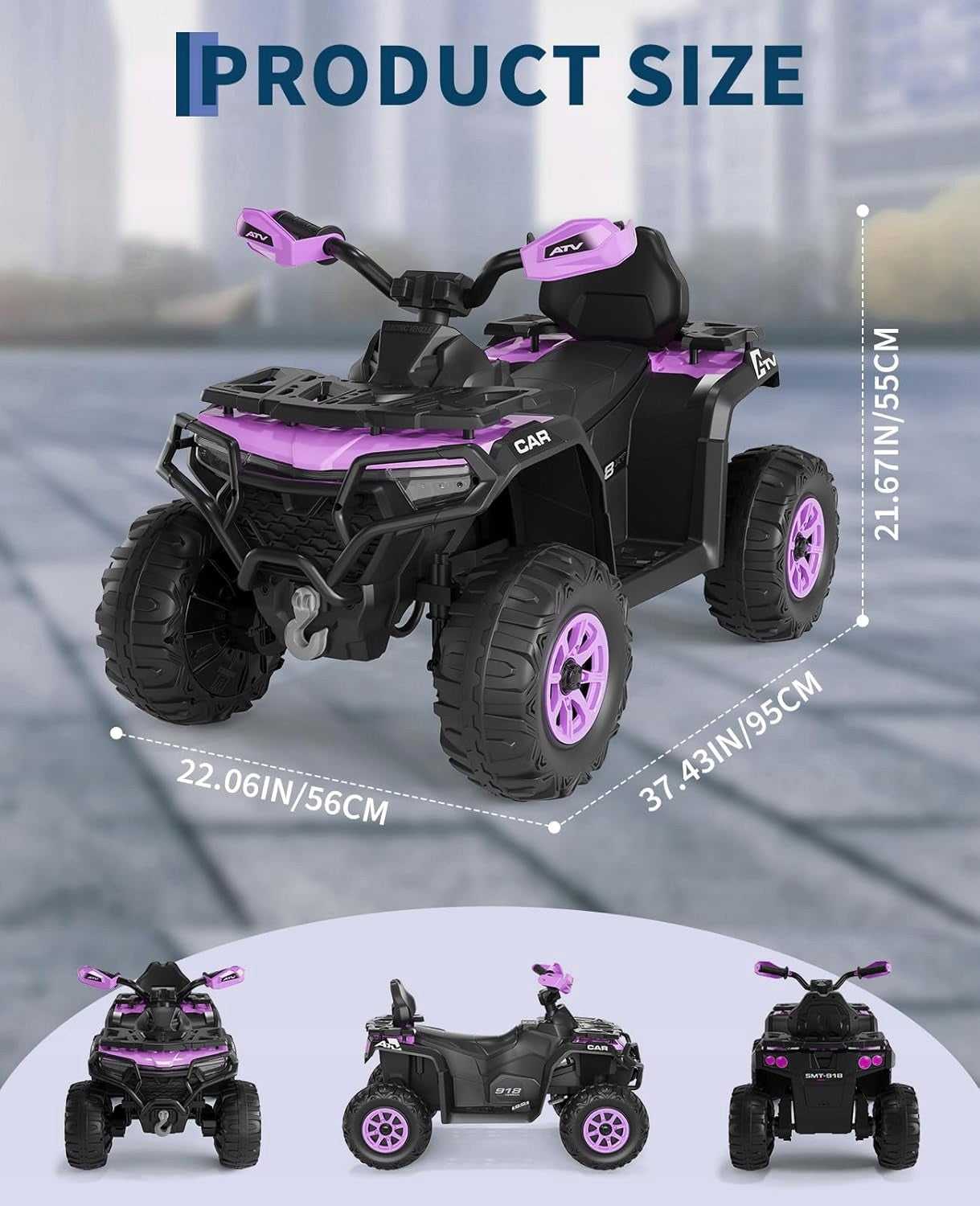 Elektryczny quad dla dzieci z pilotem, odpowiedni dla dzieci od 3lat Fiolet Packaging status original