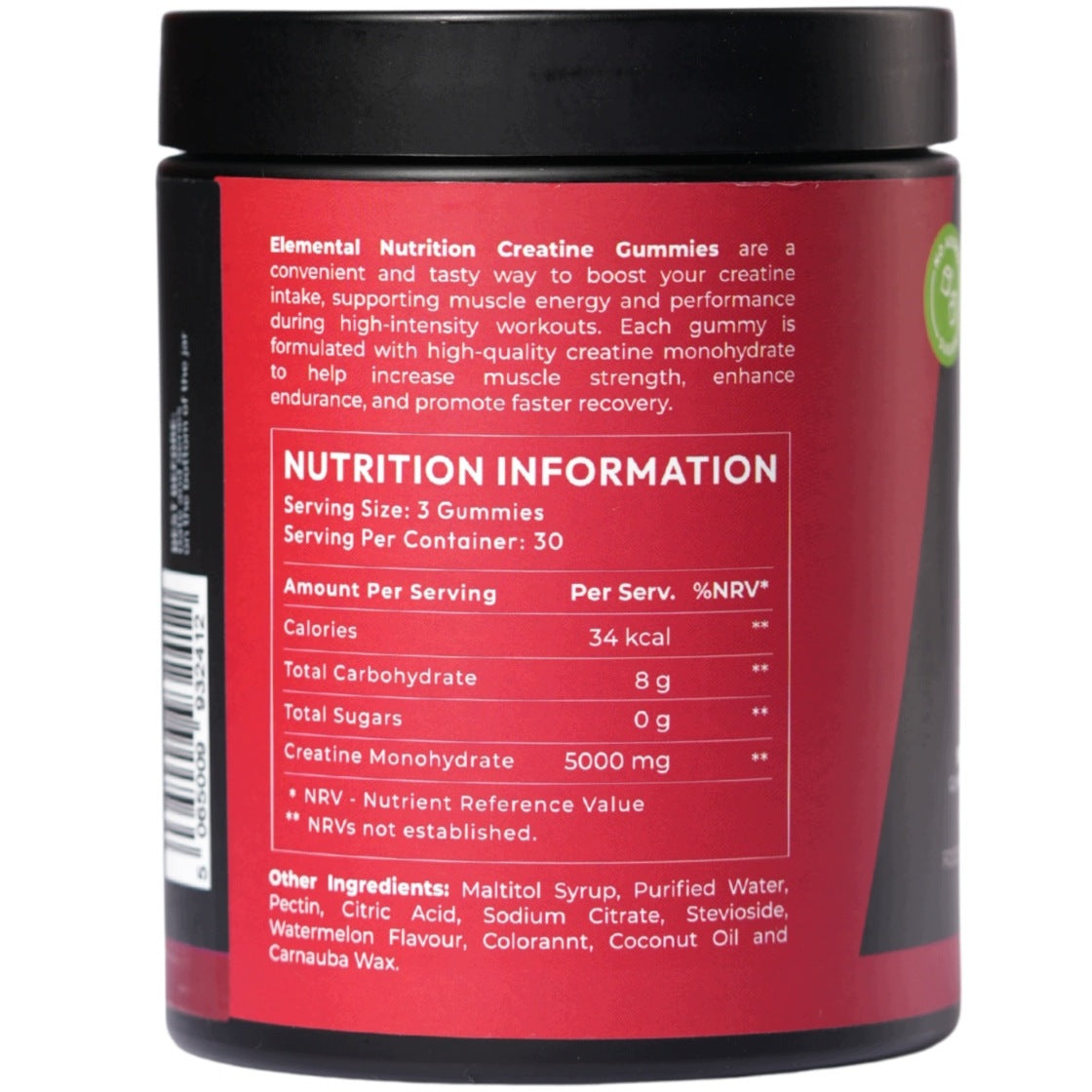 Elemental Nutrition Creatine Monohydrate 5000mg - Watermelon Gummies 90 pcs Brand Elemental Nutrition