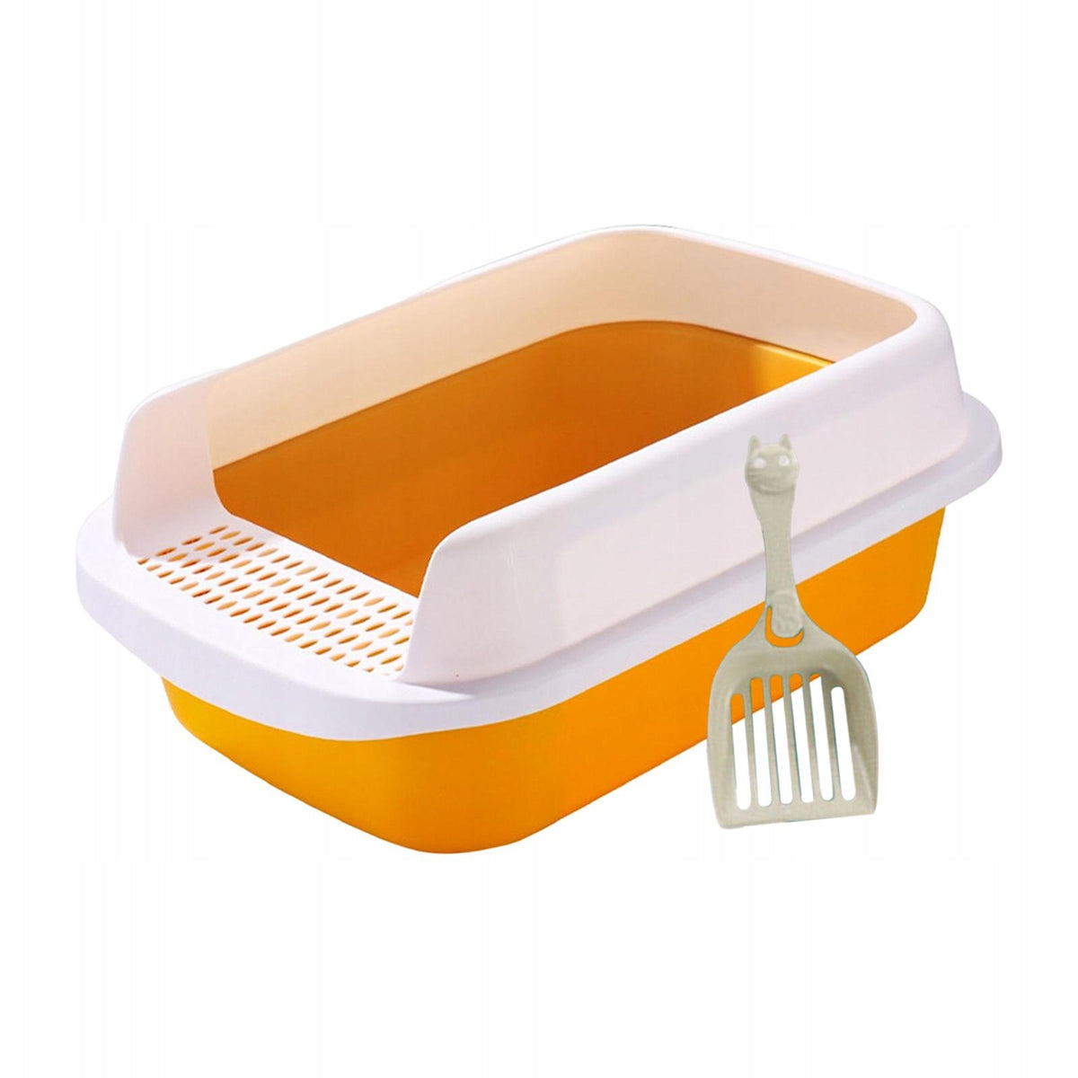 Elevated Cat Toilet with Protective Shield And Detachable Pan Medium Yellow