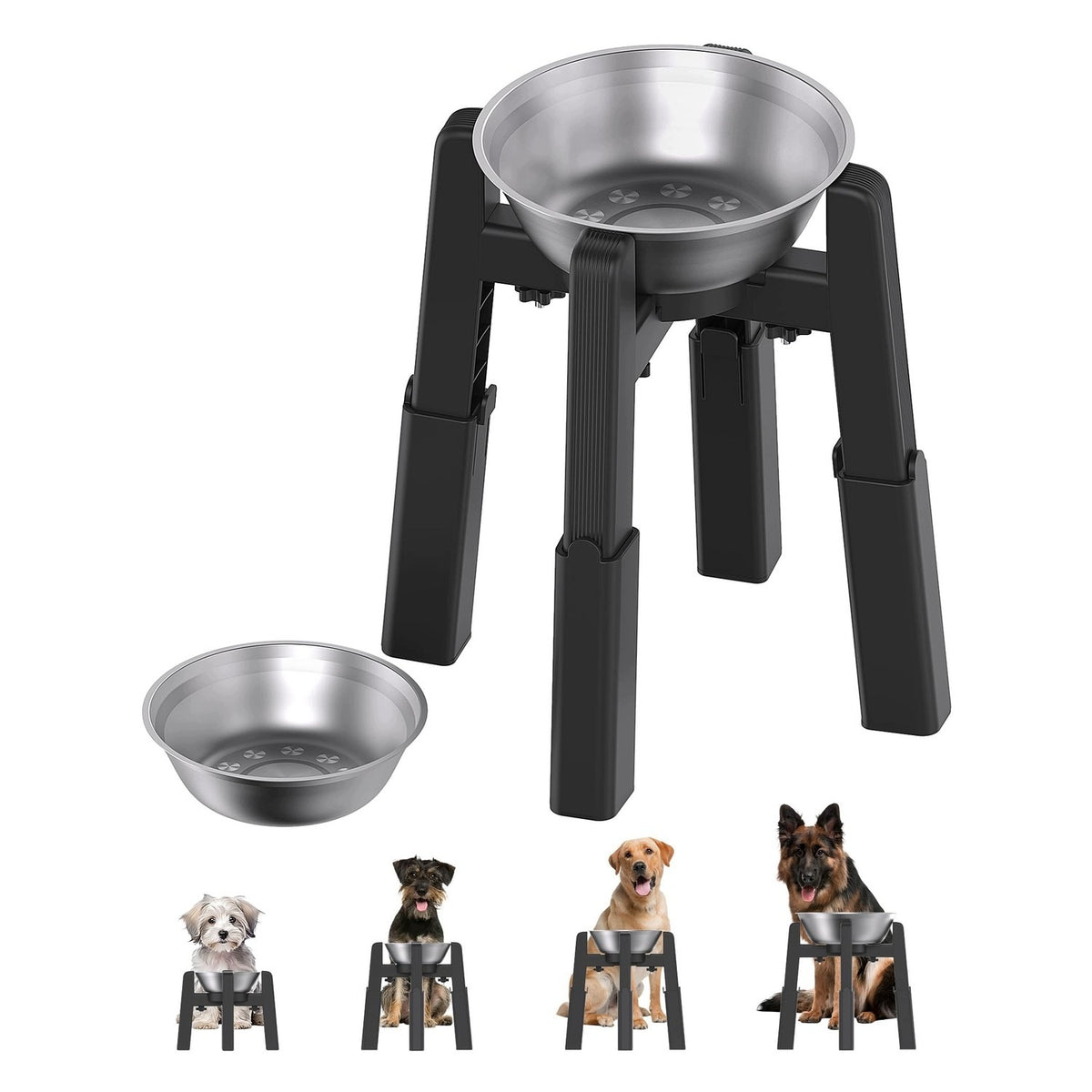 Elevated bowl stand - with RVS - for dogs - non-slip