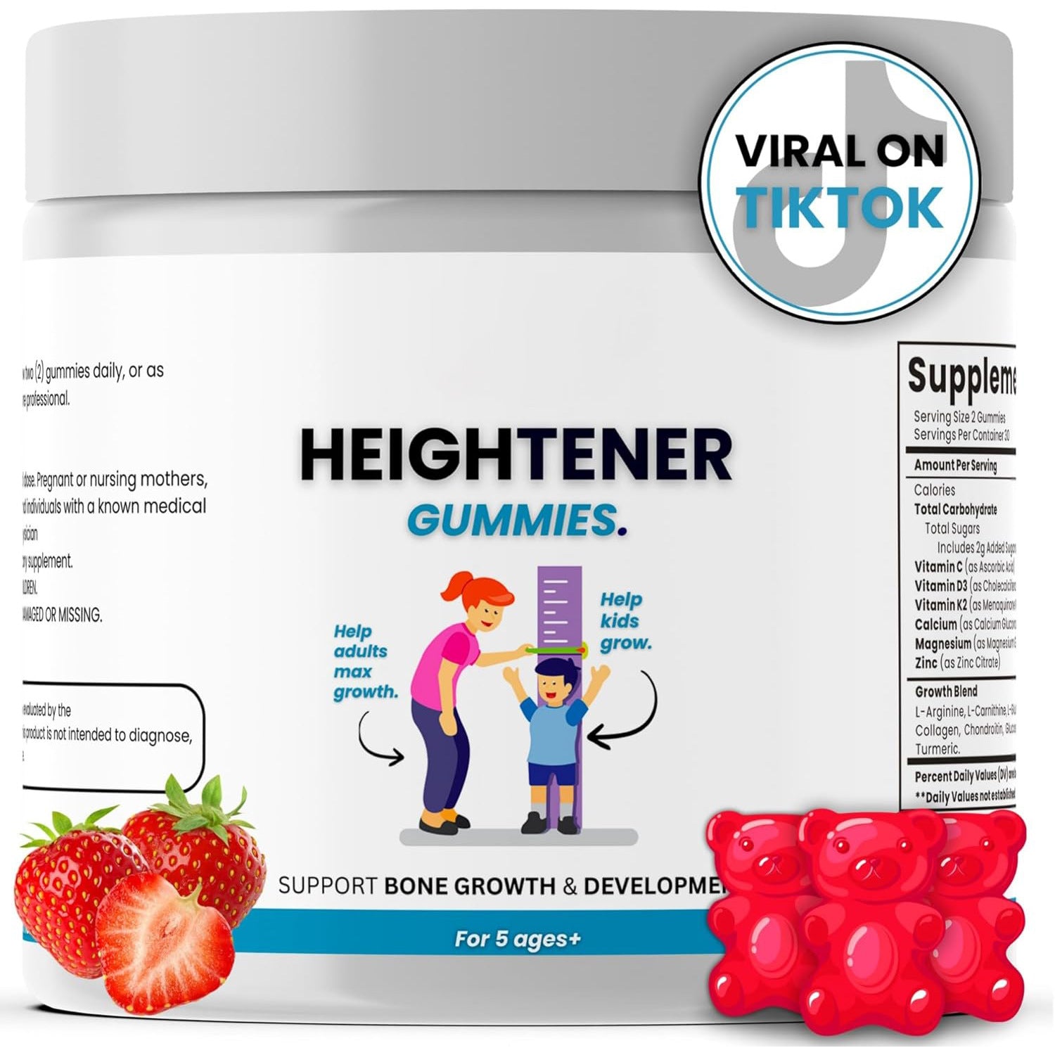 Elevated gummies-natural height increase For Children, L-Arginine 60ct