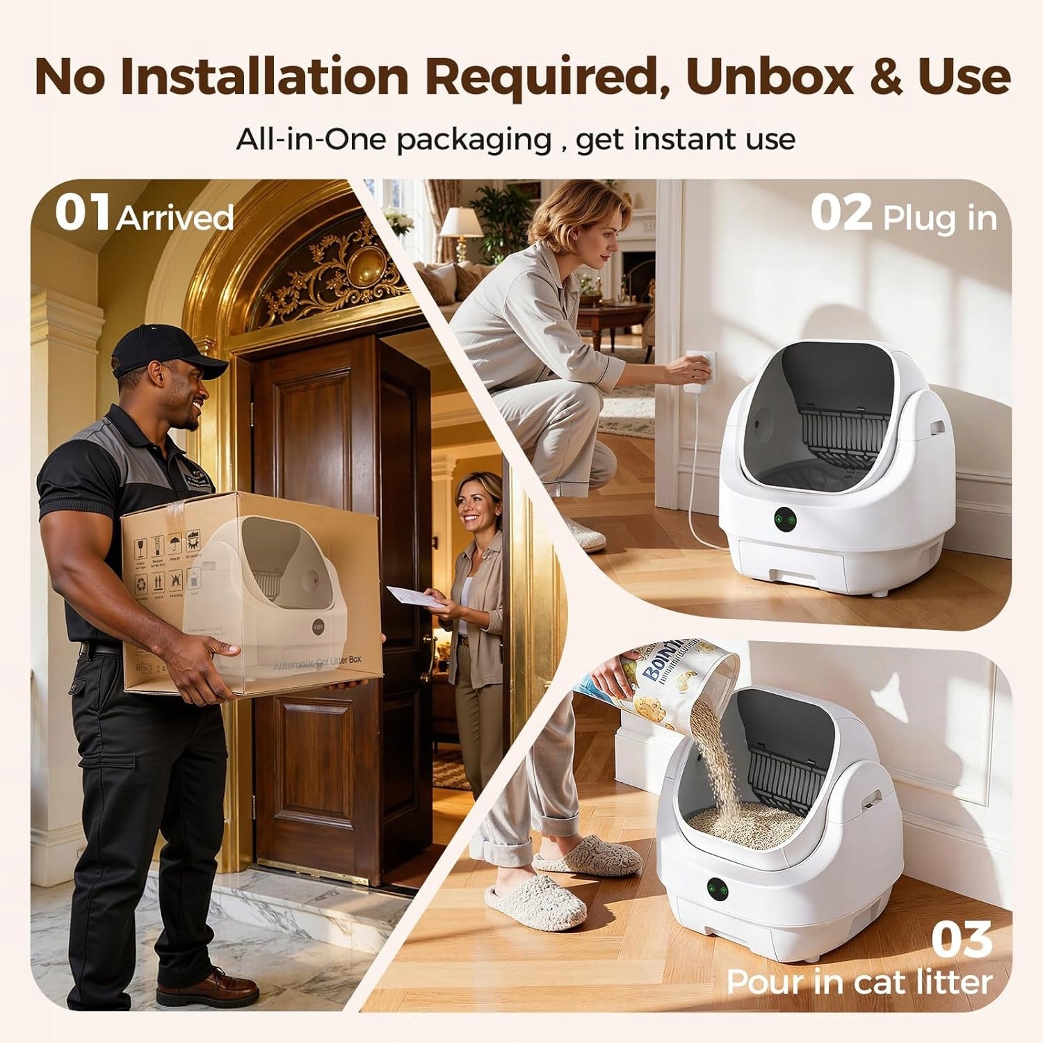 Ellenpent Automatic Cat Cuvette WiFi APP Self-Cleaning Large Kind closed litter box