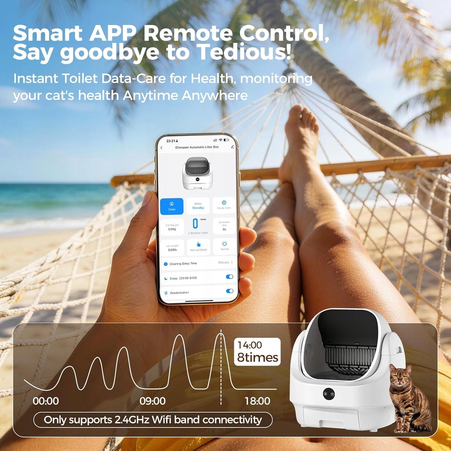Ellenpent Automatic Cat Cuvette WiFi APP Self-Cleaning Large Model Ellenpent