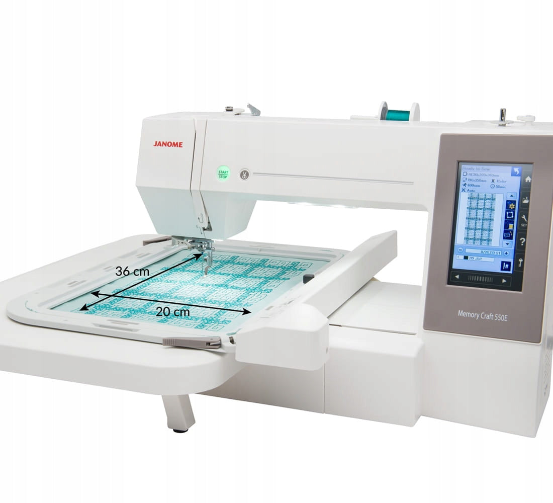 Embroidery machine Janome MC550E computer 360x200 mm polish menu characters Dominant color white
