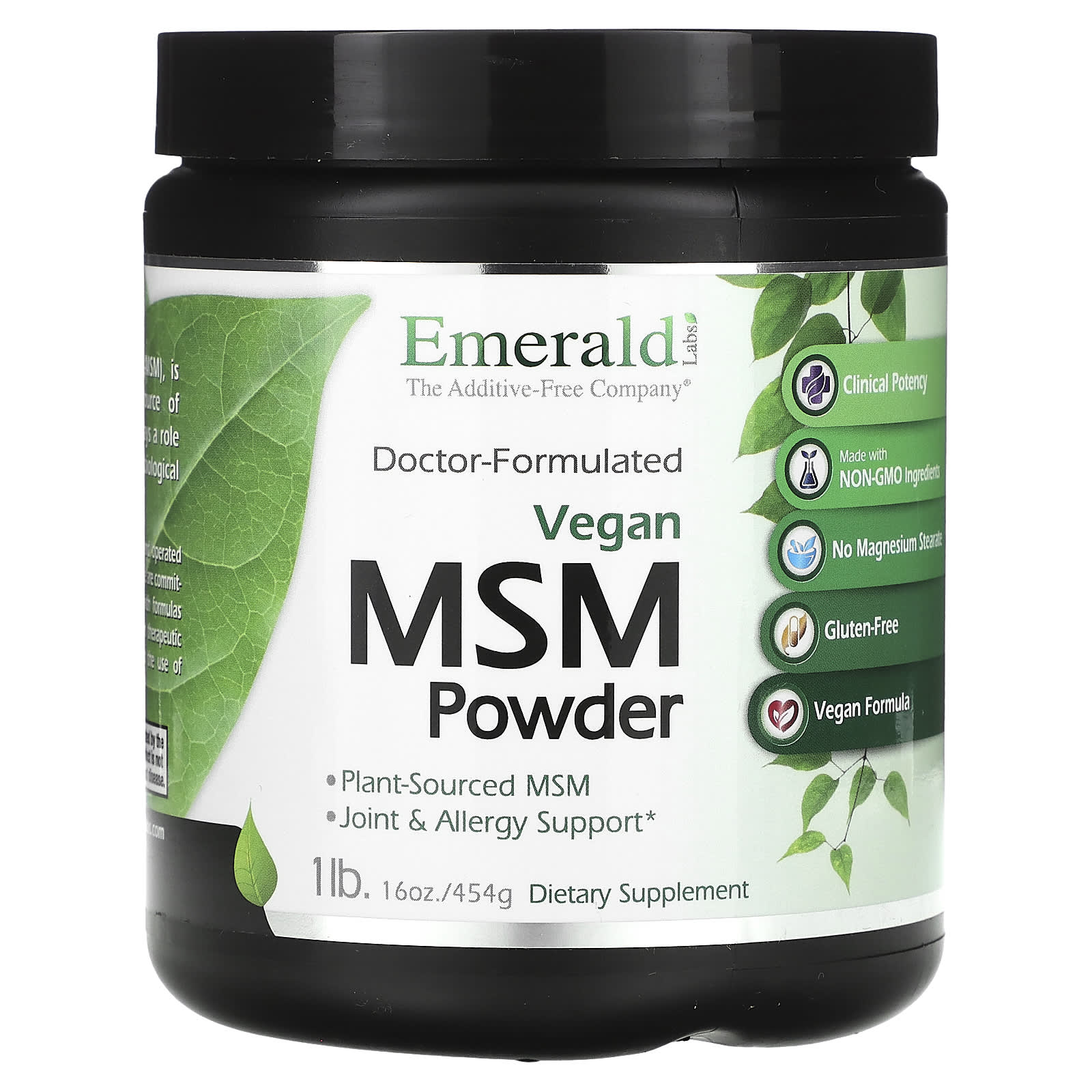 Emerald Laboratories, Vegan Powder MSM, 454 g
