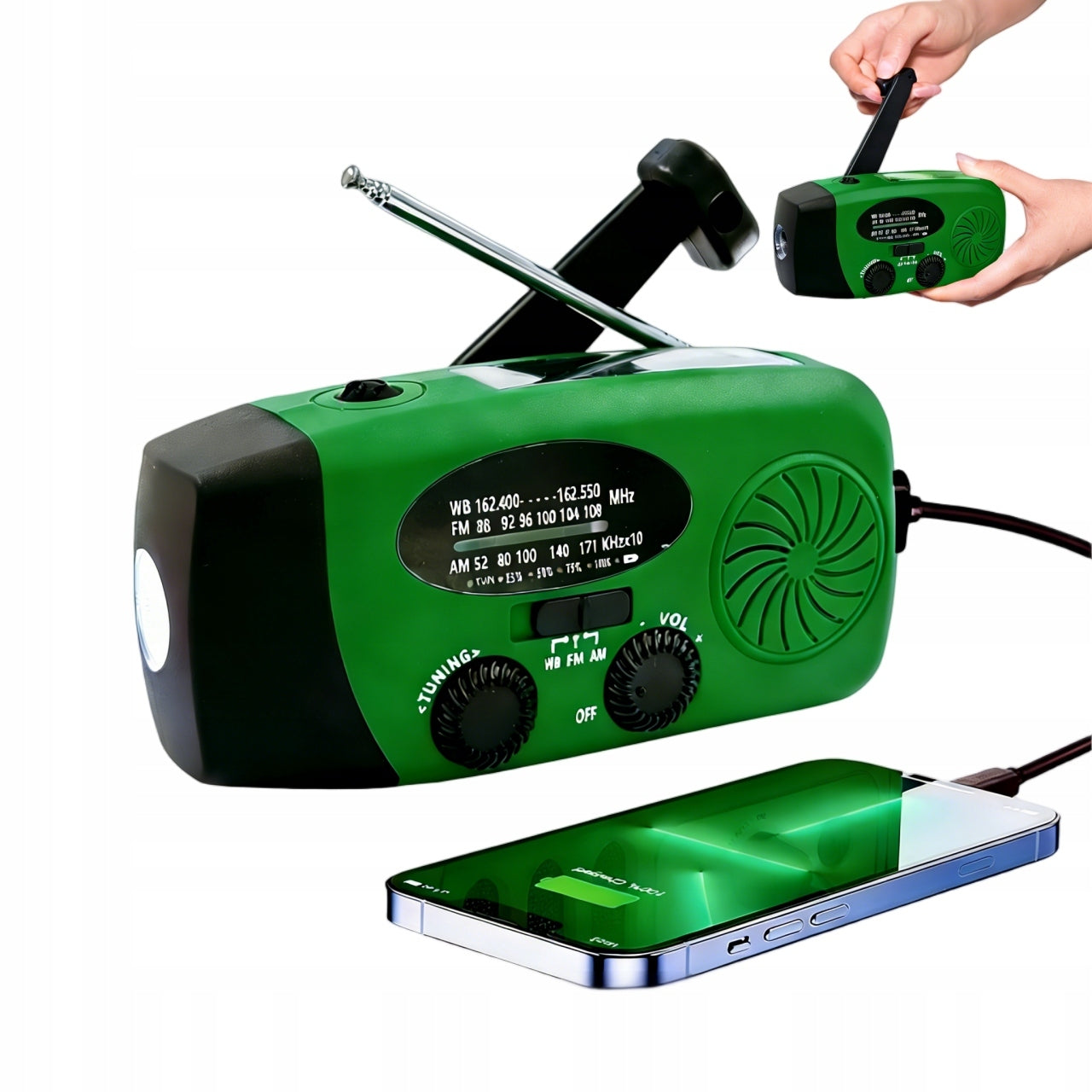 Emergency Survival Radio for Crank Solar Powerbank Flashlight 2000mAh