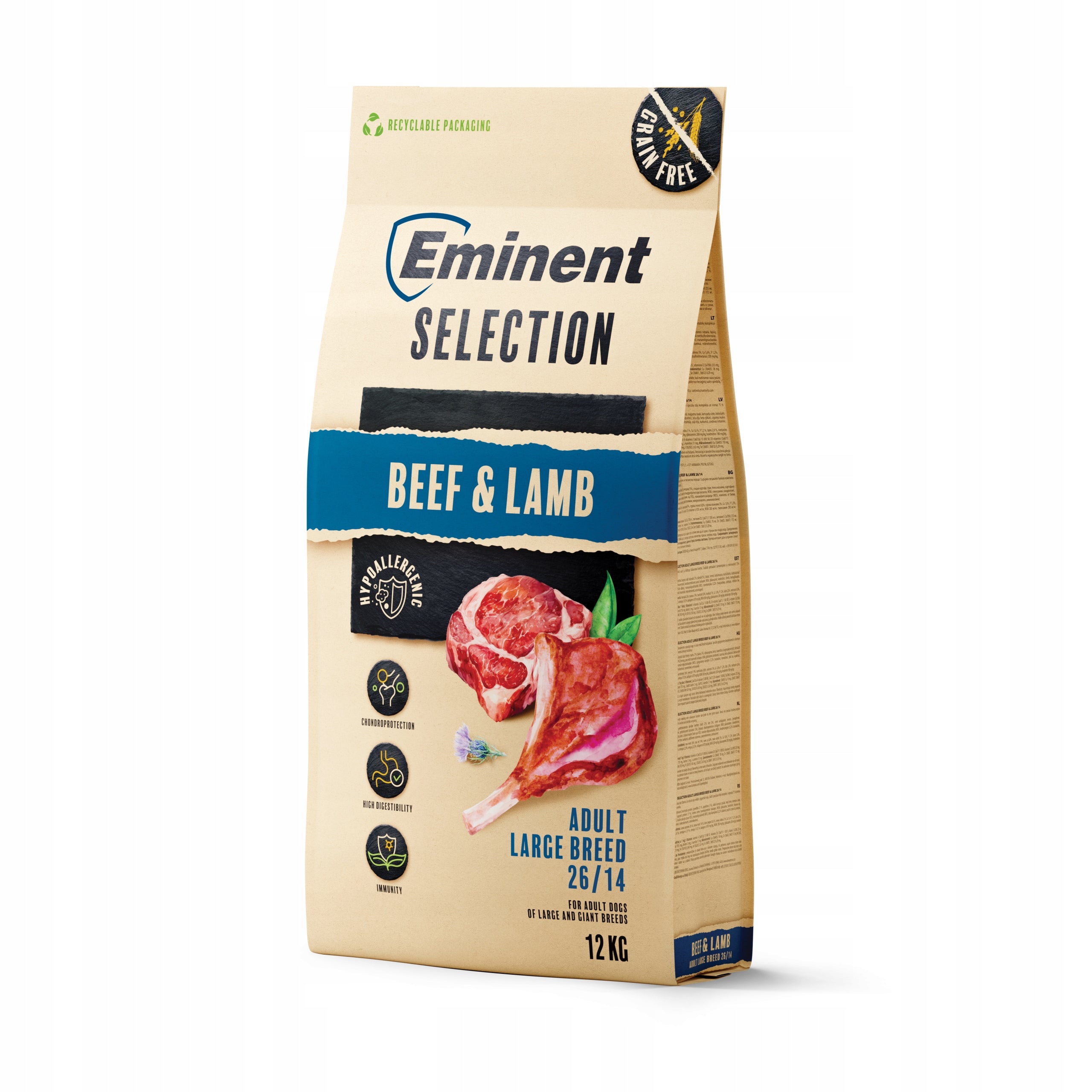 Eminent SELECTION Grain Free ADULT LB Beef&Lamb 26/14 12kg beef with lamb