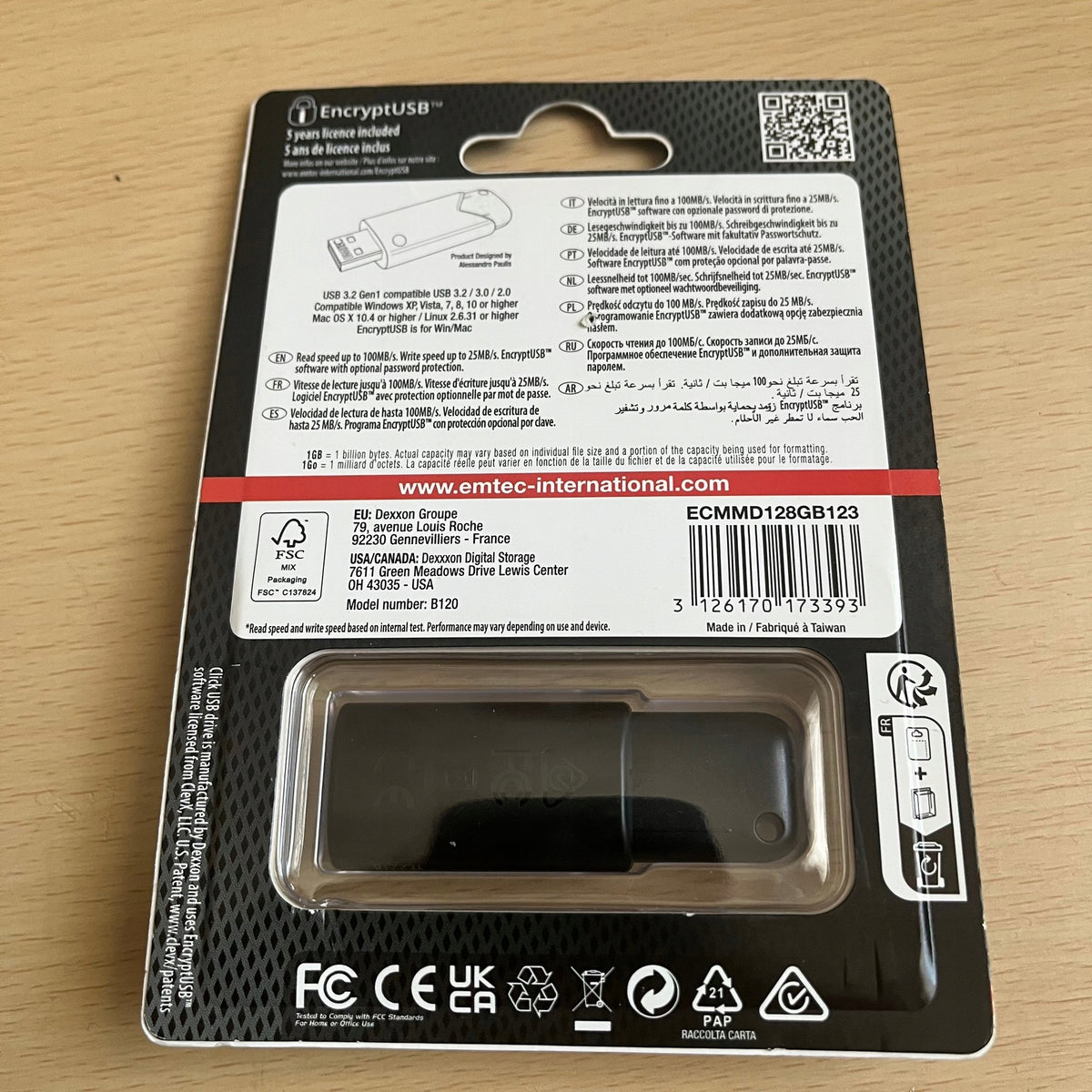 Emtec B120 Click Secure 128 GB USB 3.0 3.2 black Packaging status original