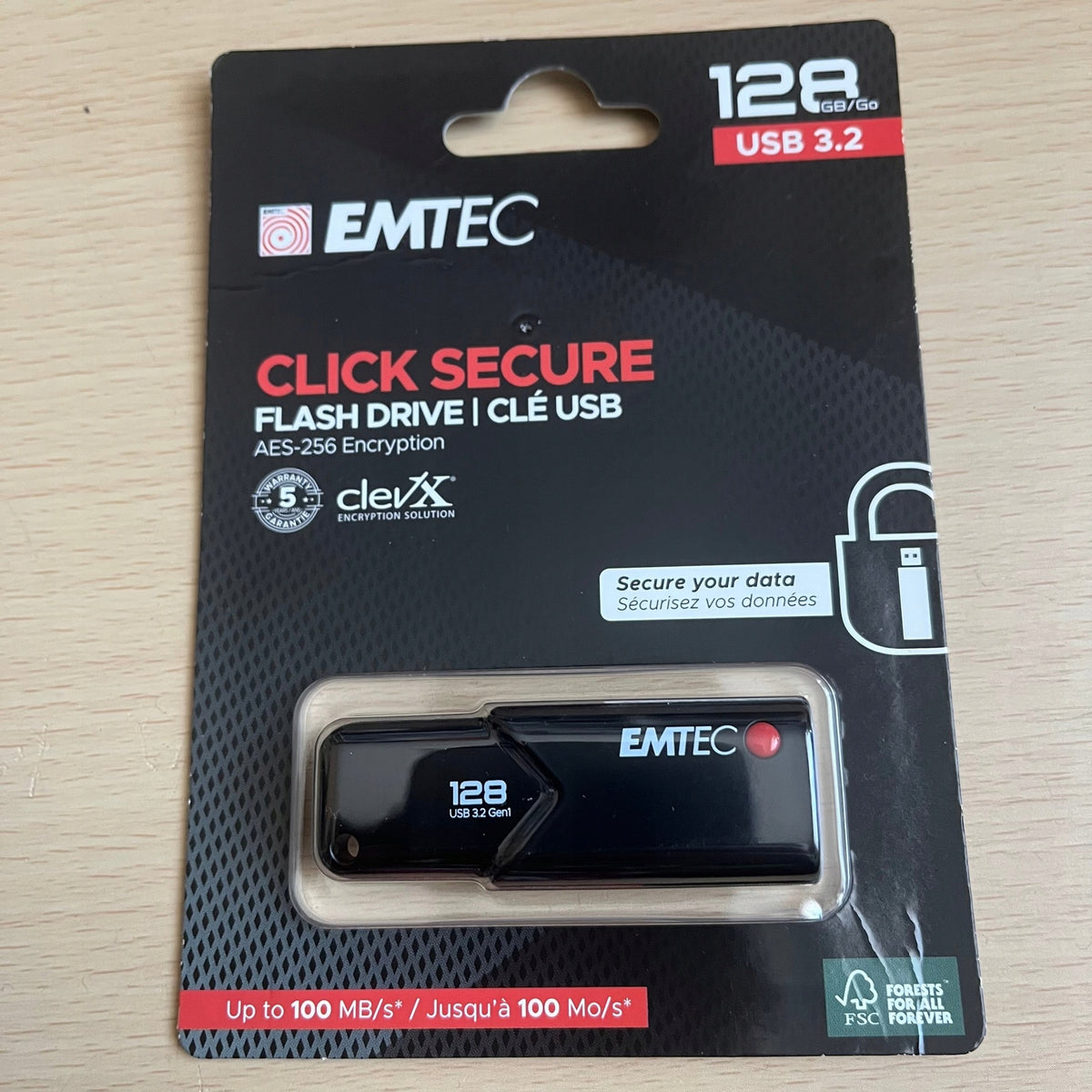Emtec B120 Click Secure 128 GB USB 3.0 3.2 black