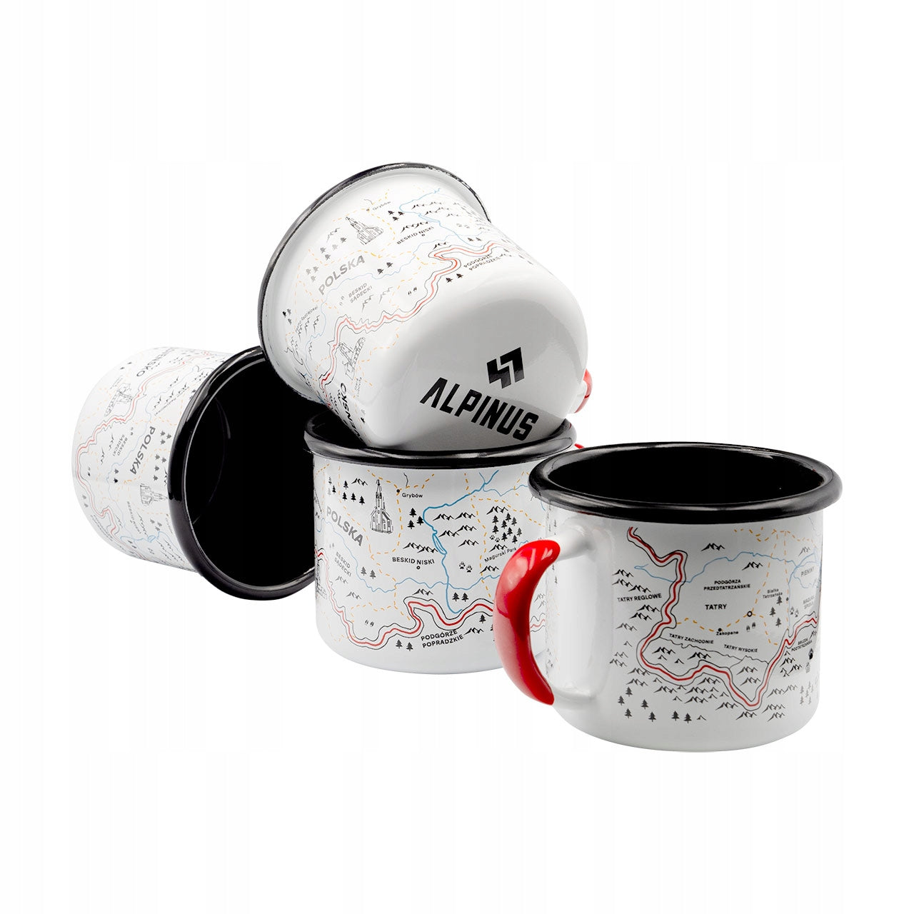 Enamel mug Alpinus map white 0,35l Manufacturer code DE11141